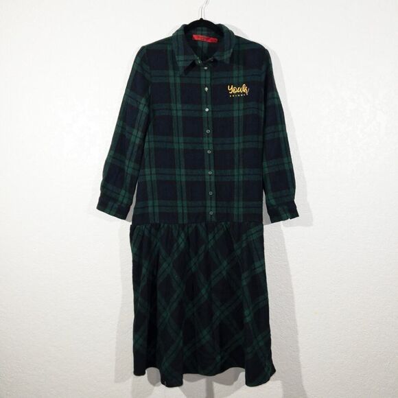 Youk Shim Won World Blue/Green Plaid Jacket Dress Size Free - Picture 1 of 7